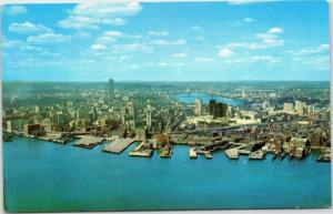 Boston waterfront - aerial bird's eye view - Massachusetts postcard