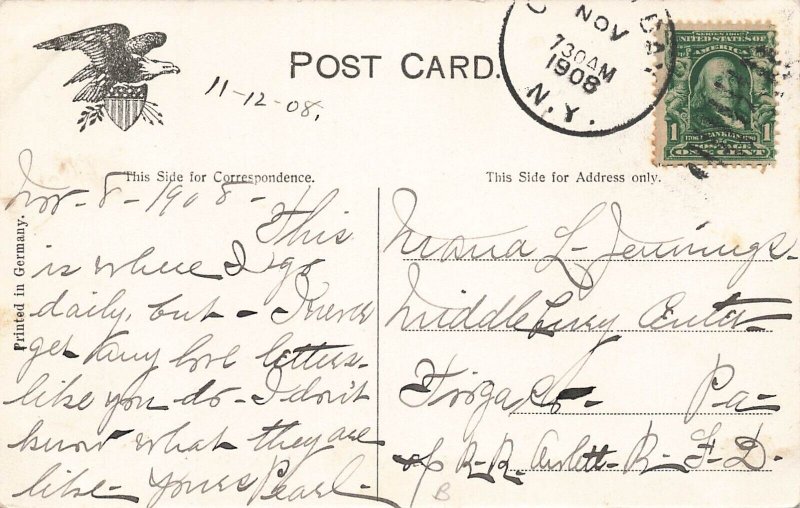 Oyster Bay L.I. NY West Main Street Post Office Storefronts, 1908