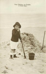 German Royalty RPPC 7417 Young Prince Hubertus of Prussia at the Beach, Unposted