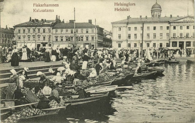 finland suomi, HELSINGFORS HELSINKI, Fiskarhamnen, Kalasatama (1910s) Postcard