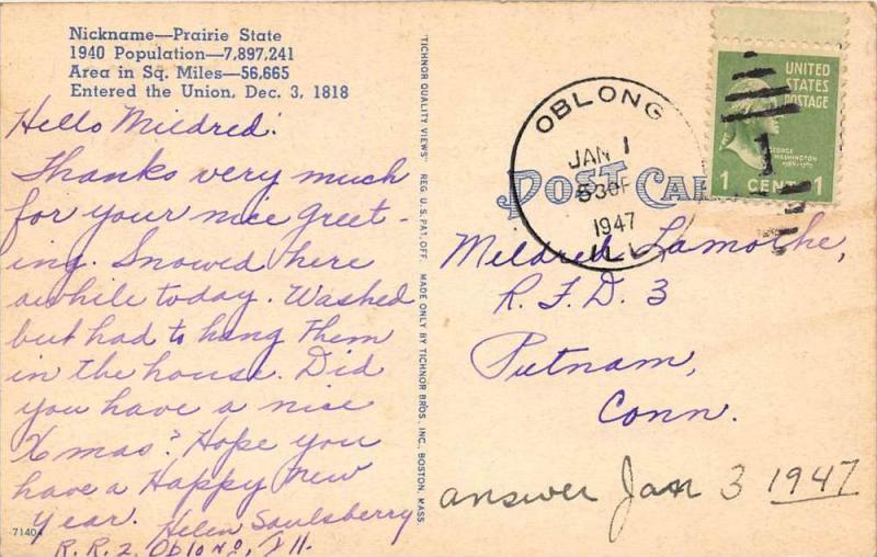 Illinois  Olney LARGE LETTER