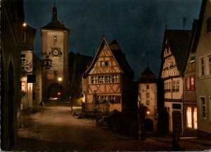 Germany Rothenburg Am Ploenlein At Night