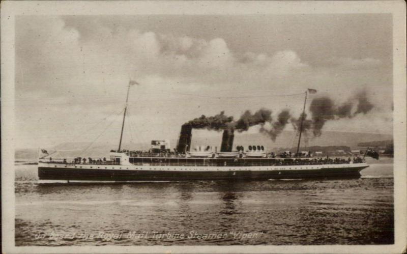 Royal Mail Turbine Steamer Ship VIPER c1910 Postcard