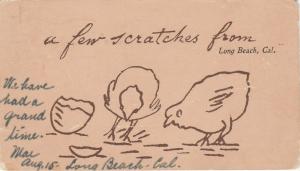 Greetings - A Few Hen Scratches from Long Beach CA, California - pm 1905 - UDB