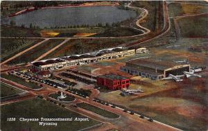 Cheyenne Airport Aerial View Plane Aircraft Wyoming 1950s postcard