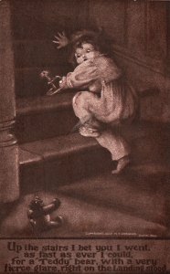 Vintage Postcard 1910's Up The Stairs I Bet You I Went As Fast As Ever I Could