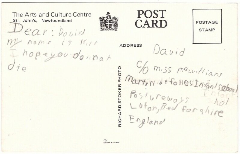 The Arts And Culture Centre, St John's, Newfoundland, Vintage Chrome Postcard
