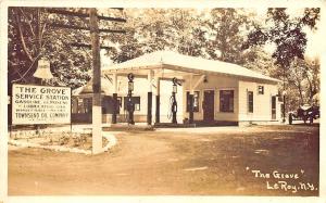 LeRoy NY The Grove Gas Station Townsend Oil Company RPPC Postcard