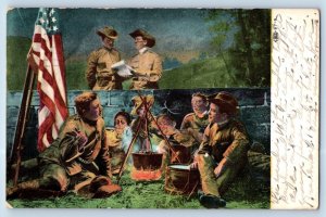 WWI Postcard Army Soldier Cooking Flag Patriotic Minneapolis Minnesota MN 1910