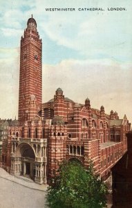 VINTAGE POSTCARD WESTMINSTER ROMAN CATHOLIC CATHEDRAL LONDON 2X FRANKED TO U.S.A