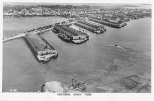 Cristobal Panama Canal Zone Aerial View Real Photo Antique Postcard J79382