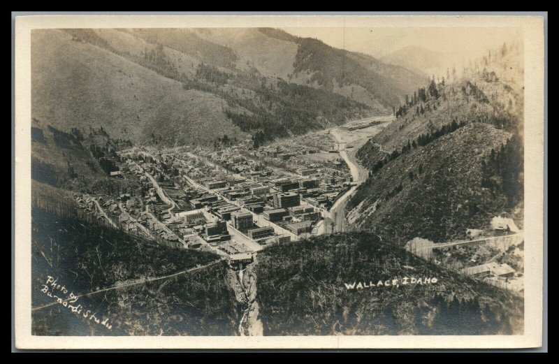 Idaho RPPC Air View of Wallace