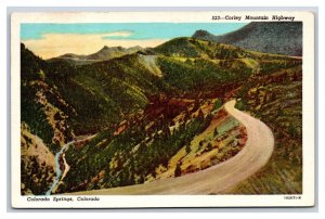 Corley Mountain Highway Colorado Springs CO Linen Postcard E19