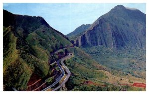 Aerial View Pali Tunnel & Highway on the windward side of Oahu Hawaii Postcard