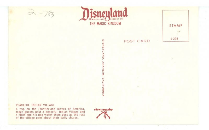 CA - Anaheim, Disneyland. Frontierland, Peaceful Indian Village