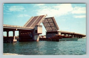 Ft Lauderdale FL-Florida, Brook Memorial Causeway Drawbridge Chrome Postcard