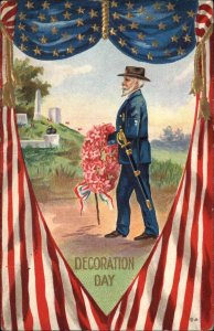 Decoration Day Civil War Veteran Wreath of Flowers Patriotic c1910 Postcard
