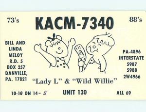 comic - QSL CB HAM RADIO CARD Danville Pennsylvania PA t9909