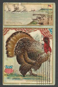 POST CARD THANKSGIVING GREETING W/TURKEY EMBOSSED POSTED