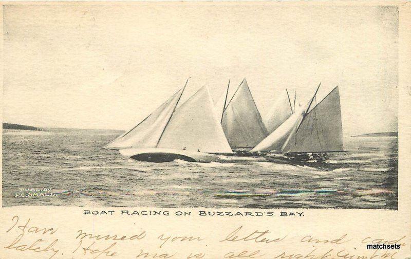 1908 Hatchville Massachusetts Boat Racing Buzzards Bay undivided postcard 7479