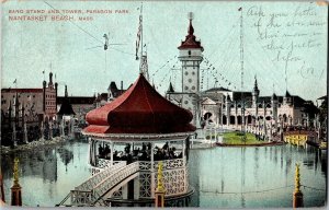 Band Stand and Tower Paragon Park Nantasket Beach MA Vintage Postcard S02