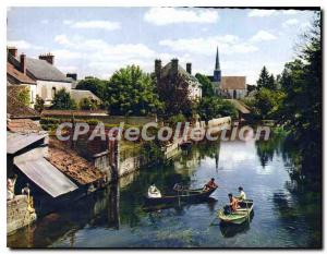 Postcard Modern Souppes sur Loing (S & M) From Souppes View of bridge over th...