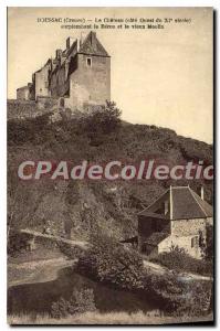 Postcard Old Boussac Chateau Overlooking The Berou And The Old Mill