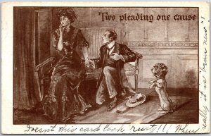 1910'sTwo Pleading One Cause Man Pleases The Woman Posted Postcard