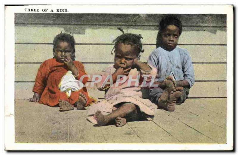 Postcard Old Child negro Three of a kind