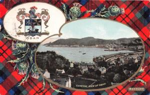 OBAN SCOTLAND UK~GENERAL VIEW~CREST~MACDUFF TARTAN~B&R CAMERA SERS POSTCARD 1907