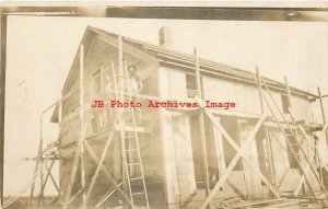 Unknown Location, RPPC, Home Construction, Photo, LaFayette Illinois Address