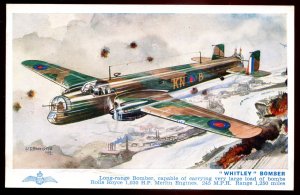 dc1187 - AIR FORCE Postcard 1944 Signed- A.F.D.BANNISTER Whitley Bomber