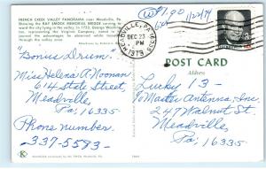 Meadville PA French Creek Valley Ray Smock Memorial Bridge Vintage Postcard D98