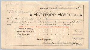 1917  Hartford  Hospital  Connecticut  Receipt 10 x 4