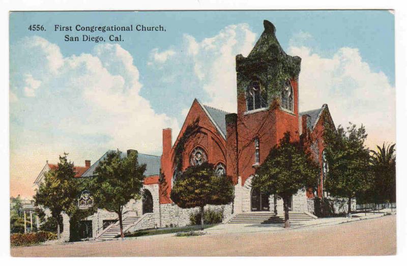 First Congregational Church San Diego California 1910c postcard