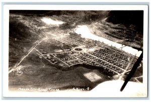 c1940's Aerial View Mason City Grand Coulee Dam Construction RPPC Photo Postcard