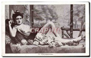 Old Postcard Female nude erotic Chrysanthemum