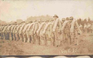 Company E 1st After Entering Camp Douglas US Army Wisconsin 1907 RPPC postcard