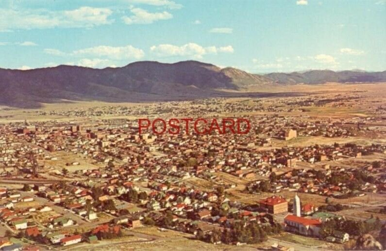 VIEW FROM THE SCHOOL OF MINES, BUTTE, MT. showing 'the Flat and Rocky Mountains