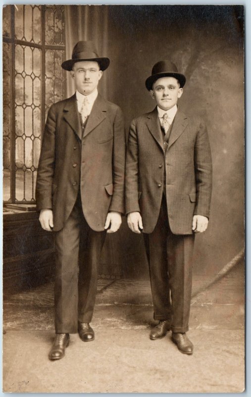 c1900s Chicago, IL Gentleman Portrait RPPC Classy Young Men Suit Real Photo A258