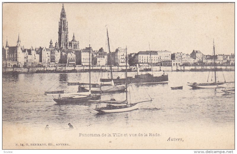 ANVERS, Belgium, 1900-1910's; Panorama de La Ville Et Vue De La Rade