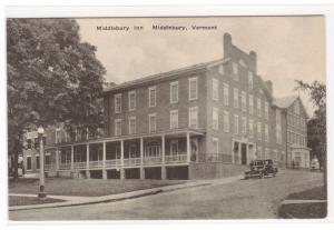 Middlebury Inn Car Middlebury Vermont 1930s postcard