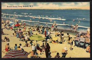 Beach Scene Long Branch NJ Post Card  5440