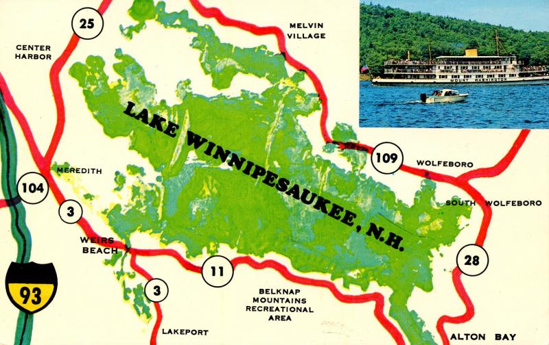 NH - Lake Winnipesaukee. Map