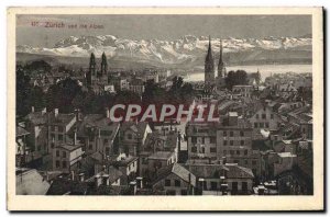 Postcard Old Zurich Und Die Alpen