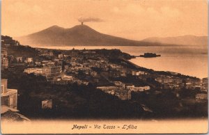 Italy Napoli Via Tasso L'Alba Naples Vintage Postcard 03.20