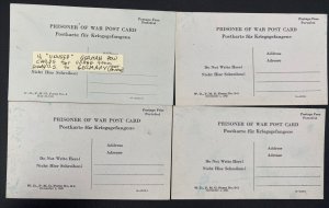 4 Unused German POW Prisoner Of War Cards For Usage Europe/US To Germany
