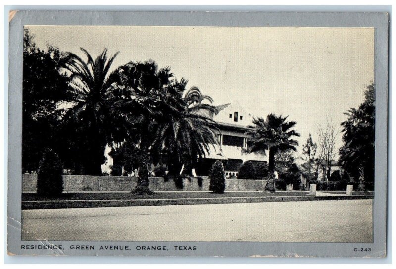 1940 Roadside View Residence Green Avenue Orange Texas Antique Vintage Postcard 