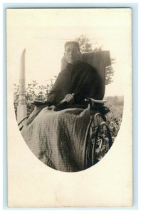 Old Woman Grandmother Wheelchair Porch RPPC Antique Vintage Postcard 