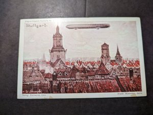 Mint Germany Aviation Zeppelin Postcard Airship over Stuttgart